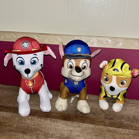 Spin Master/Build A Bear Other - Lot Of 3 Plush Paw Patrol Marshall Chase Rubble Stuffed Animal 8-10"